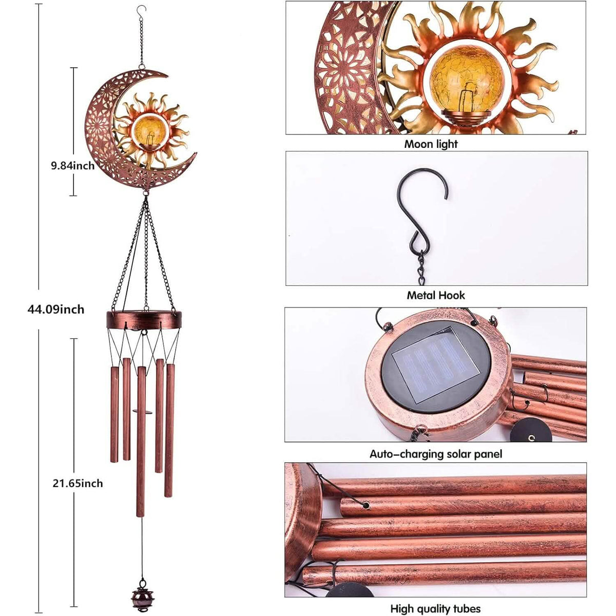 Solar Wind Chimes Garden Decorative Wind Chime Light Solar Outdoor Lights - Tophatter Daily Deals
