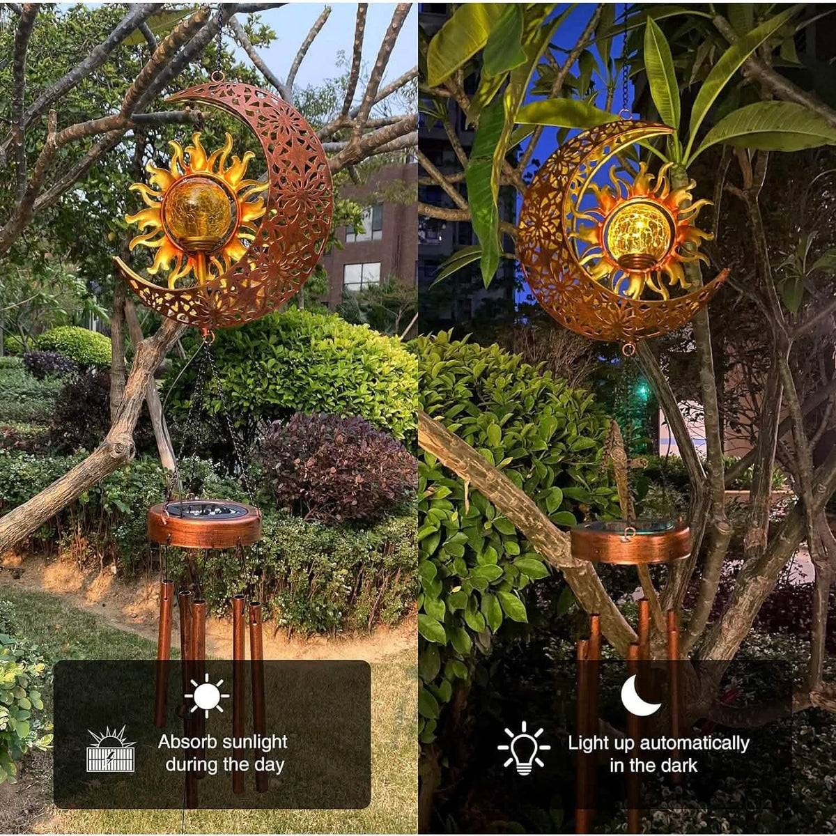 Solar Wind Chimes Garden Decorative Wind Chime Light Solar Outdoor Lights - Tophatter Daily Deals
