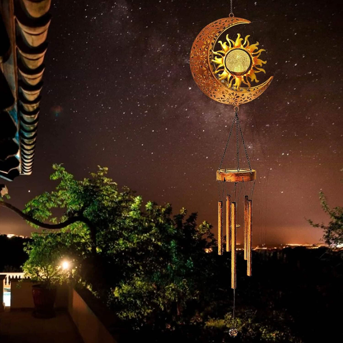 Solar Wind Chimes Garden Decorative Wind Chime Light Solar Outdoor Lights - Tophatter Daily Deals