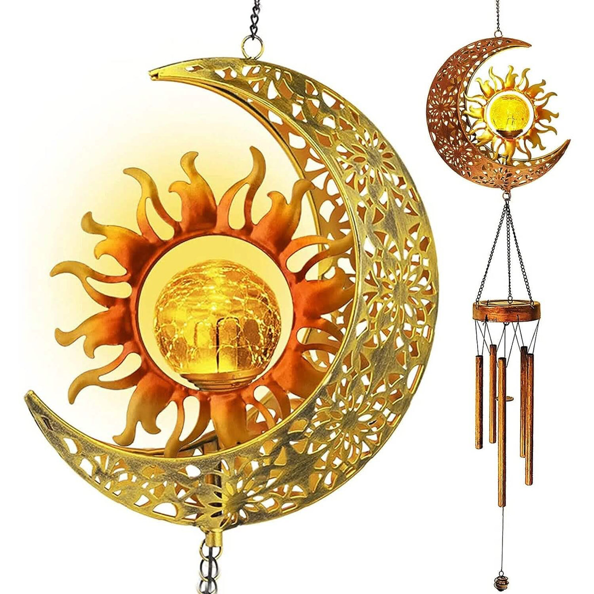 Solar Wind Chimes Garden Decorative Wind Chime Light Solar Outdoor Lights - Tophatter Daily Deals