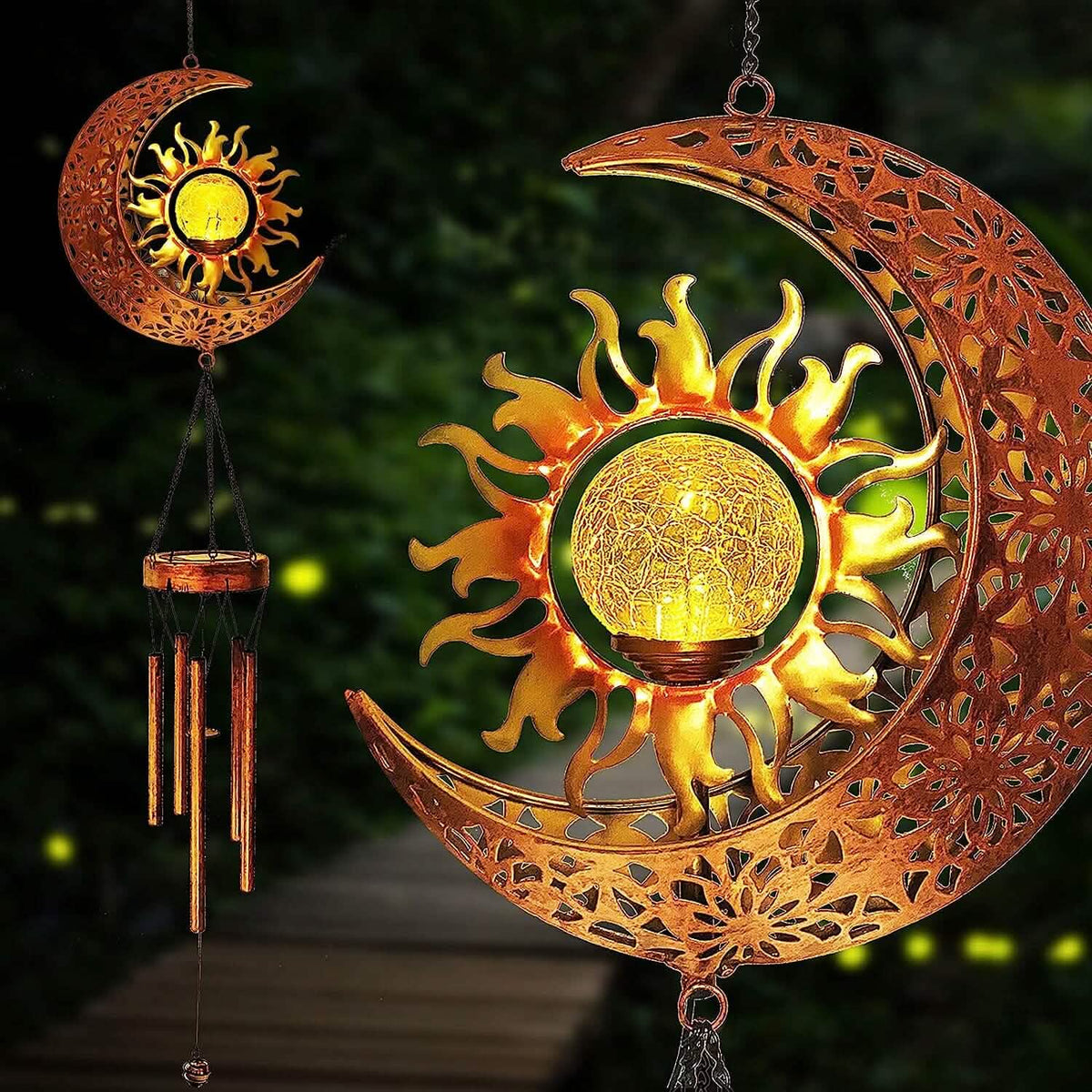 Solar Wind Chimes Garden Decorative Wind Chime Light Solar Outdoor Lights - Tophatter Daily Deals
