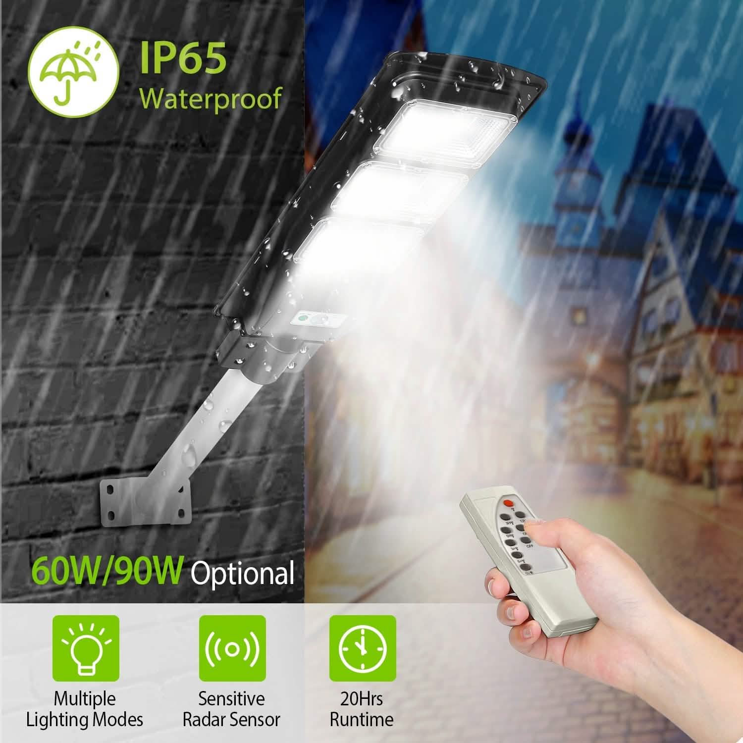 Solar Wireless IP65 Waterproof Street Path Light Outdoor Lighting - Tophatter Daily Deals