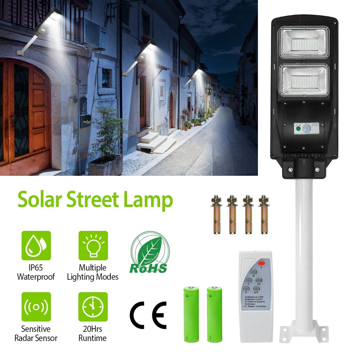 Solar Wireless IP65 Waterproof Street Path Light Outdoor Lighting - Tophatter Daily Deals
