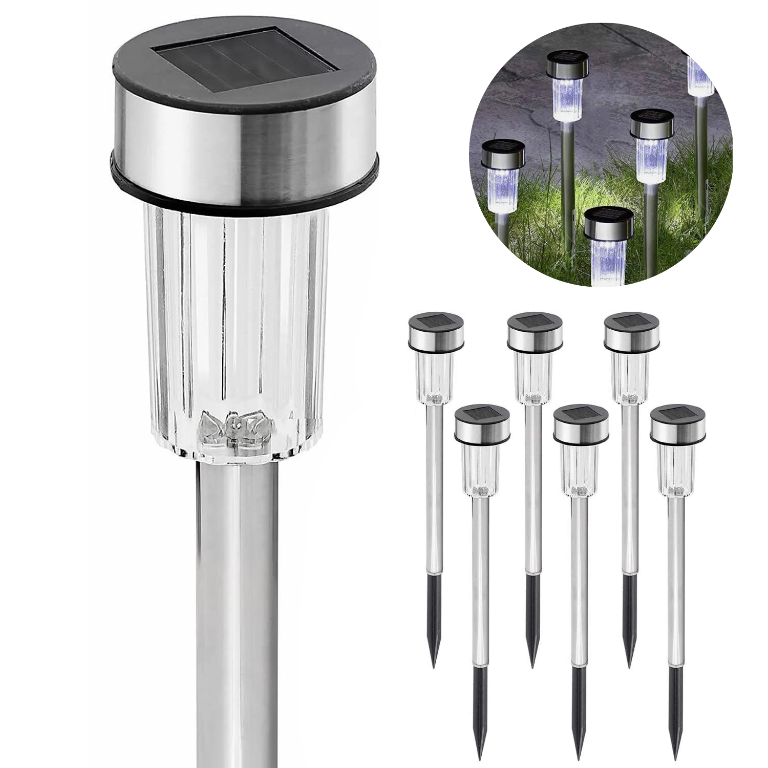 Solar Powered Garden Stake Lights – 10pcs Outdoor LED Pathway Lights for Yard, Lawn & Flower Beds Garden Lighting Accessories - Tophatter Daily Deals