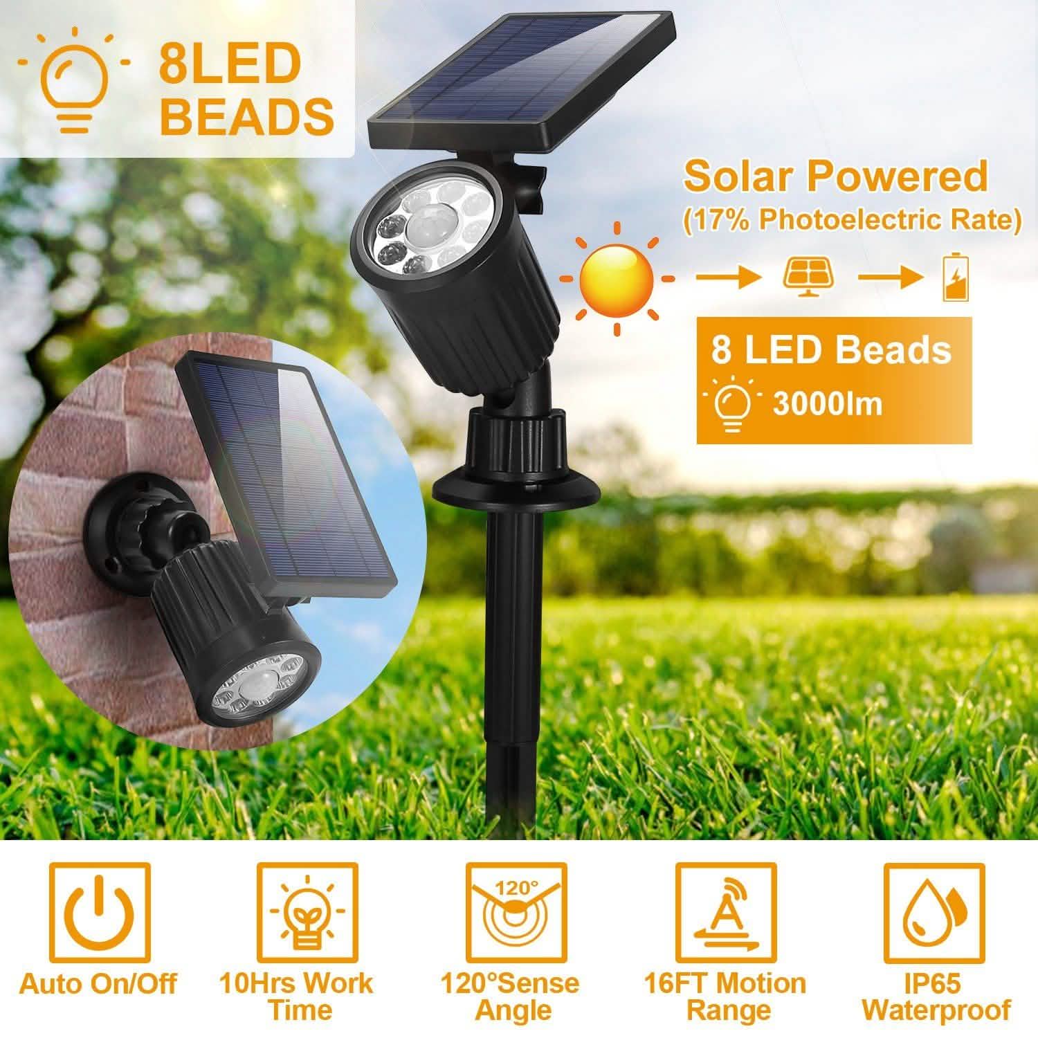 Solarek Lights Outdoor Solar Powered LED Spotlights Outdoor Lighting - Tophatter Daily Deals