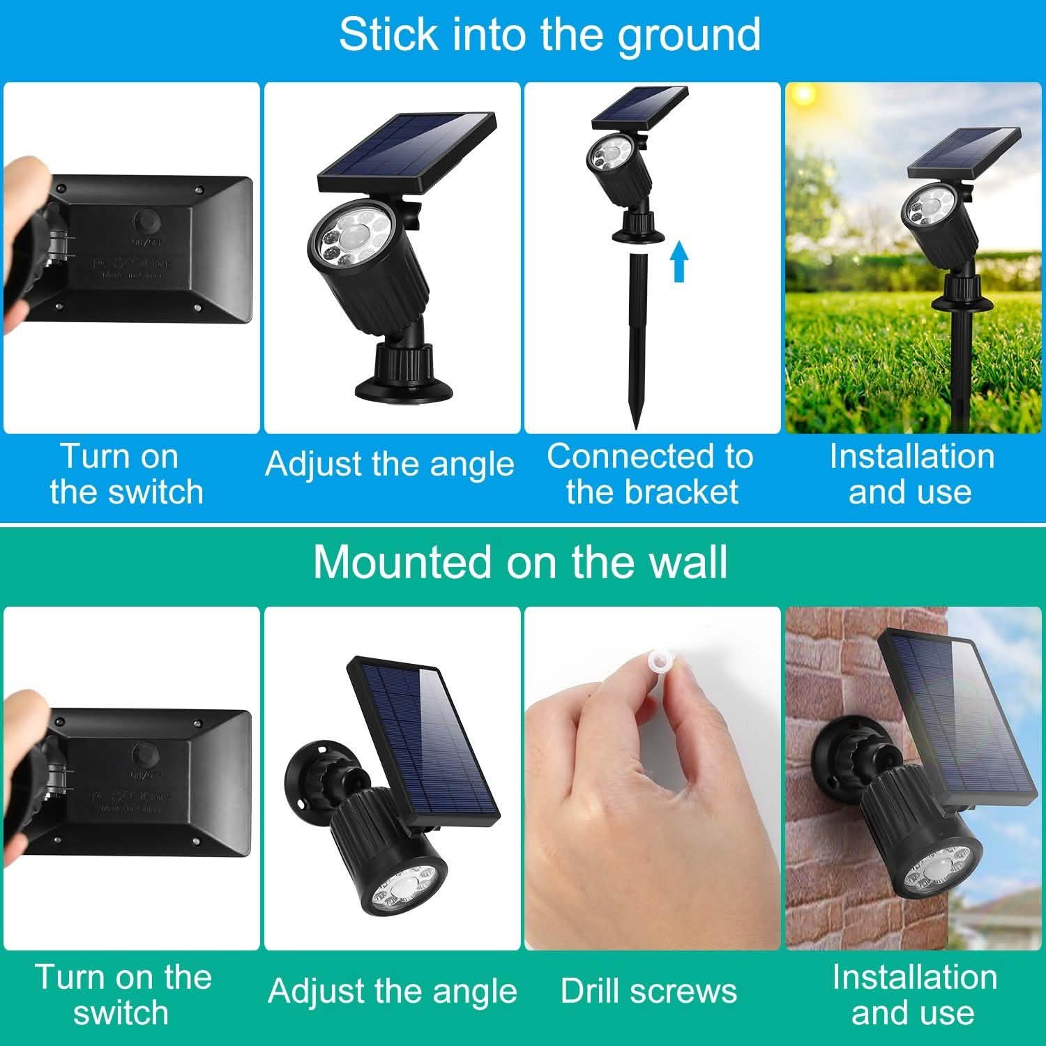 Solarek Lights Outdoor Solar Powered LED Spotlights Outdoor Lighting - Tophatter Daily Deals
