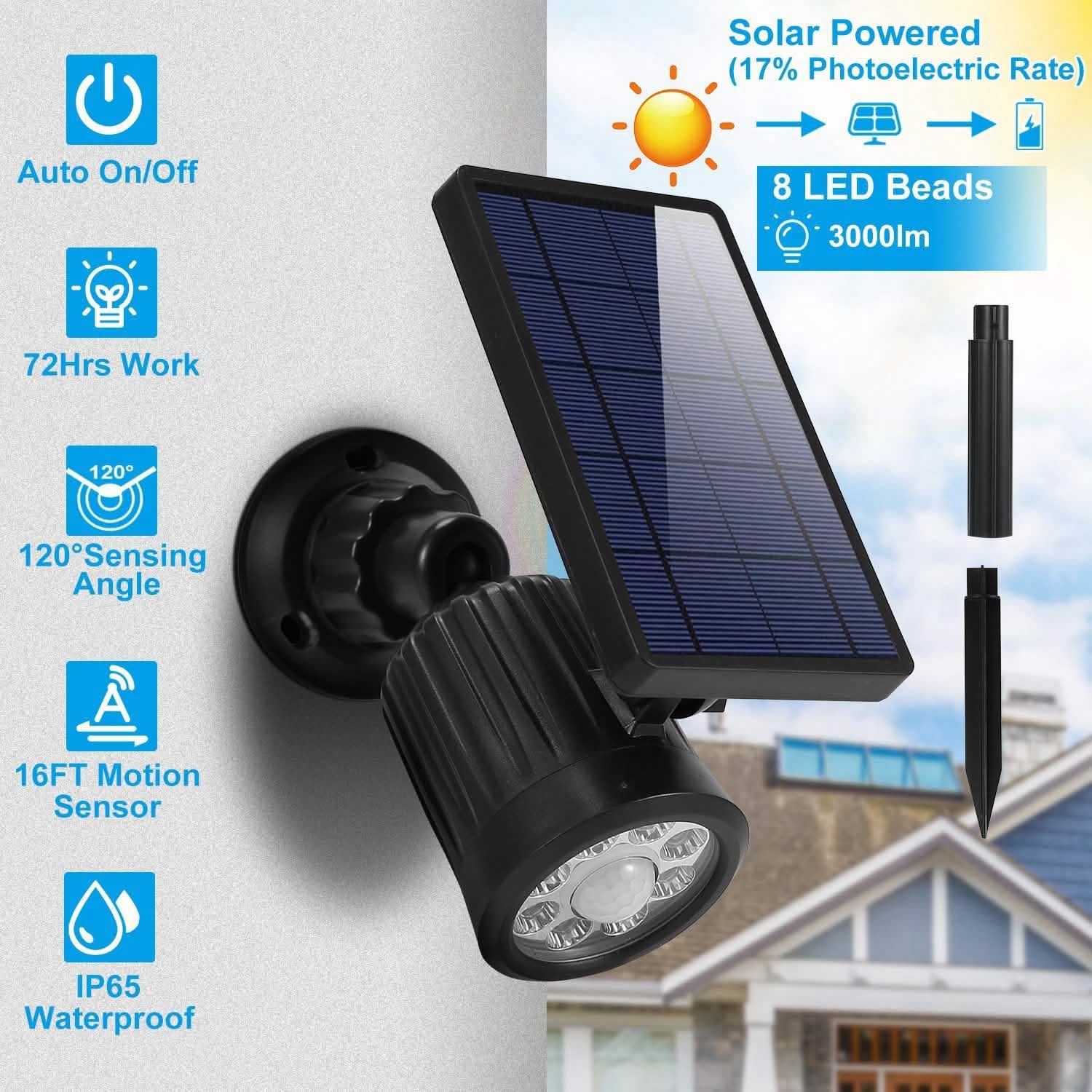 Solarek Lights Outdoor Solar Powered LED Spotlights Outdoor Lighting - Tophatter Daily Deals