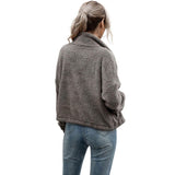 Solid Drawstring Hem Crop Teddy Jacket Women's Outerwear - Tophatter Daily Deals