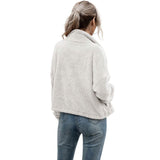 Solid Drawstring Hem Crop Teddy Jacket Women's Outerwear - Tophatter Daily Deals