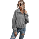 Solid Drawstring Hem Crop Teddy Jacket Gray Women's Outerwear - Tophatter Daily Deals