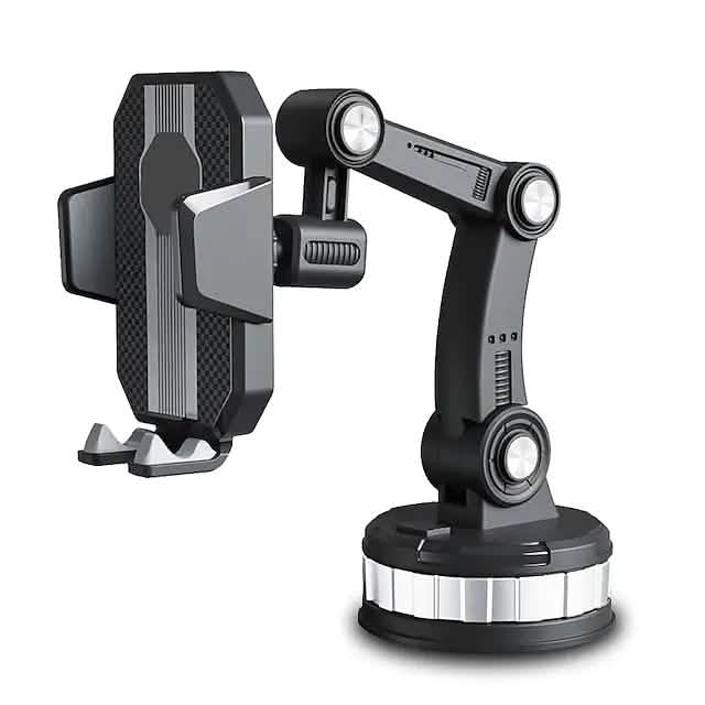 Solid & Durable Car Phone Holder Mount for Dashboard Windshield Long Arm Strong Suction Cell Phone Car Mount Black Phone Mounts & Holders - Tophatter Daily Deals