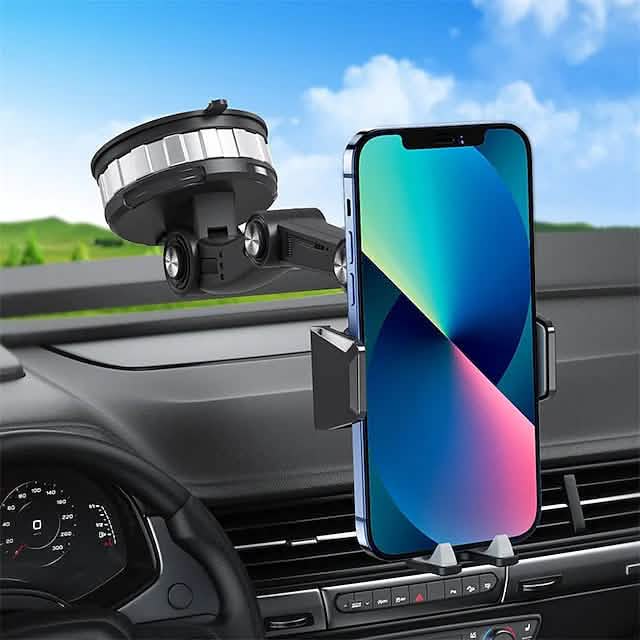 Solid & Durable Car Phone Holder Mount for Dashboard Windshield Long Arm Strong Suction Cell Phone Car Mount Phone Mounts & Holders - Tophatter Daily Deals
