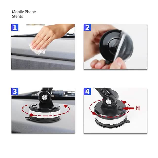 Solid & Durable Car Phone Holder Mount for Dashboard Windshield Long Arm Strong Suction Cell Phone Car Mount Phone Mounts & Holders - Tophatter Daily Deals