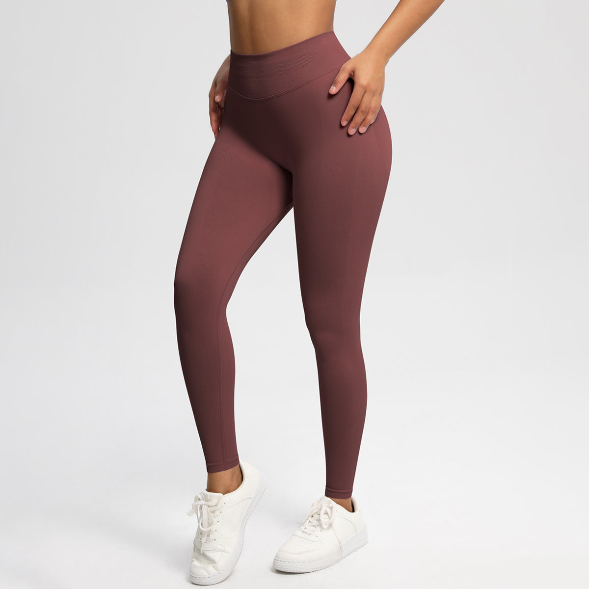 Women Solid High Waist Sports Leggings Brown Leggings - Tophatter Daily Deals
