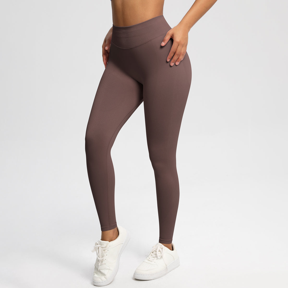 Women Solid High Waist Sports Leggings Coffee Leggings - Tophatter Daily Deals