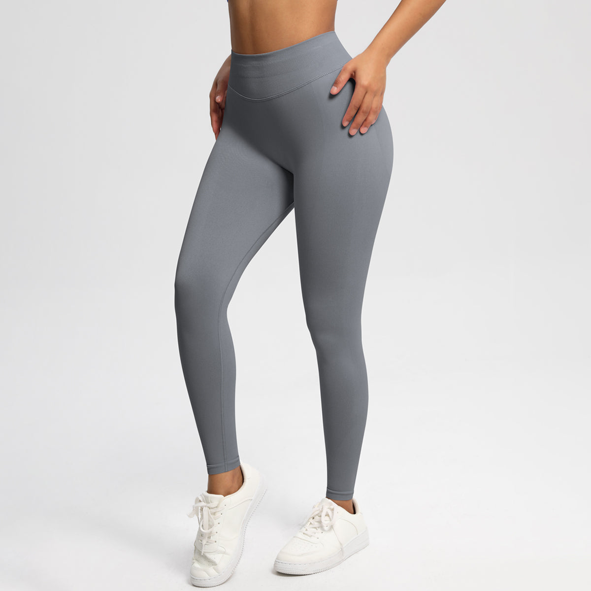 Women Solid High Waist Sports Leggings Dark Grey Leggings - Tophatter Daily Deals