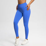 Women Solid High Waist Sports Leggings Electric Blue Leggings - Tophatter Daily Deals