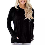 Solid Long Sleeve Shirt Black Women's Tops - Tophatter Daily Deals