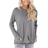 Solid Long Sleeve Shirt Light Gray Women's Tops - Tophatter Daily Deals