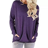 Solid Long Sleeve Shirt Purple Women's Tops - Tophatter Daily Deals