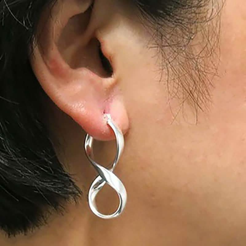Solid Sterling Silver Figure 8 Earrings by Verona Earrings - Tophatter Daily Deals