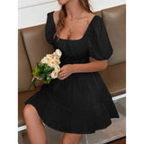 Solid Tie Back Flounce Hem Dress Women's Dresses - Tophatter Daily Deals