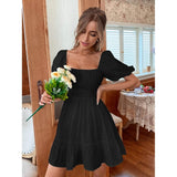 Solid Tie Back Flounce Hem Dress Women's Dresses - Tophatter Daily Deals