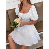 Solid Tie Back Flounce Hem Dress Women's Dresses - Tophatter Daily Deals
