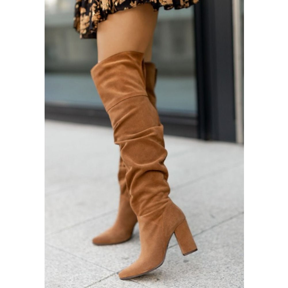 Supportive Women Thigh-High Boots - Slouchy, Suede Autumn - Tophatter Daily Deals