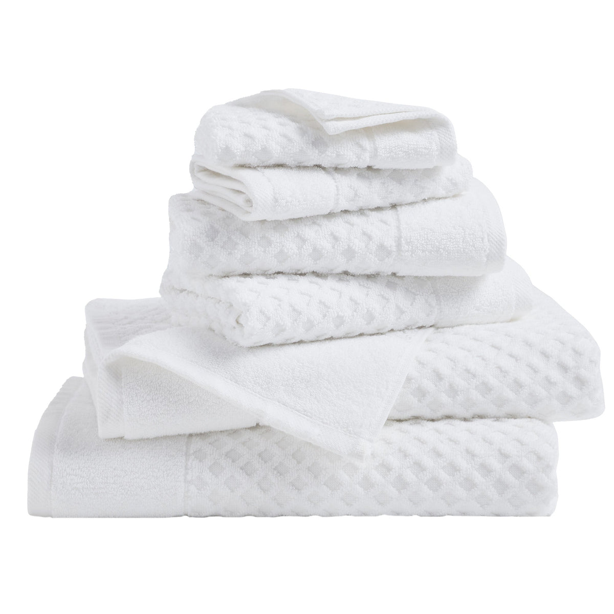 Cotton Diamond Waffle Weave Bath Towel Set - Grayson Collection 6 Piece Set Optic White Bath - Tophatter Daily Deals