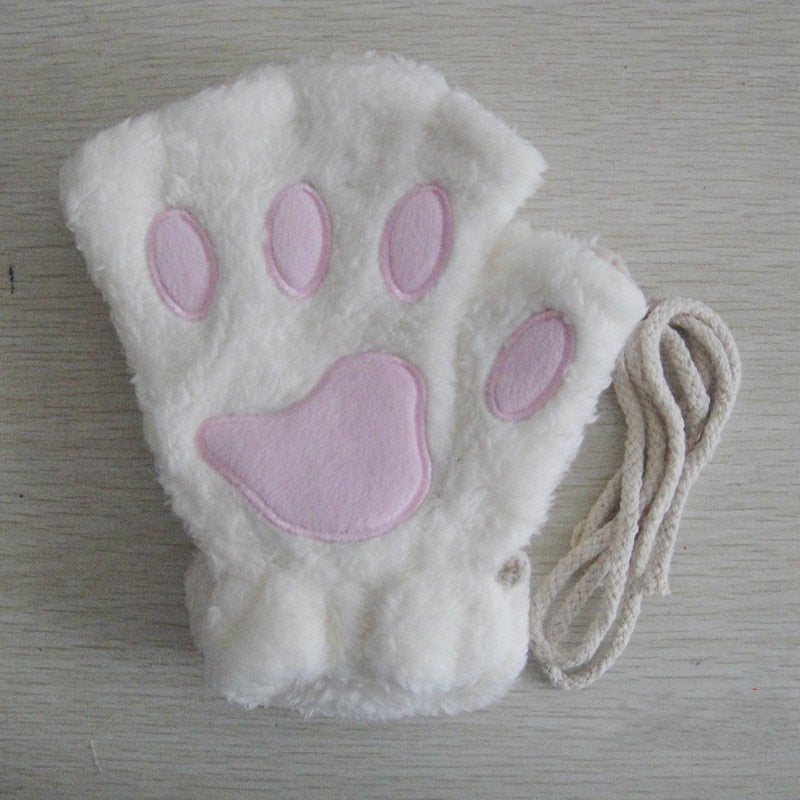 Soft Cozy Women Fingerless Gloves - Cat-Claw Fleece Winter Wit - Tophatter Daily Deals