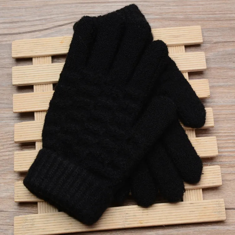 Stretchy Womens Knit Gloves - Stretch-Fitted, Wool Blend - Tophatter Daily Deals