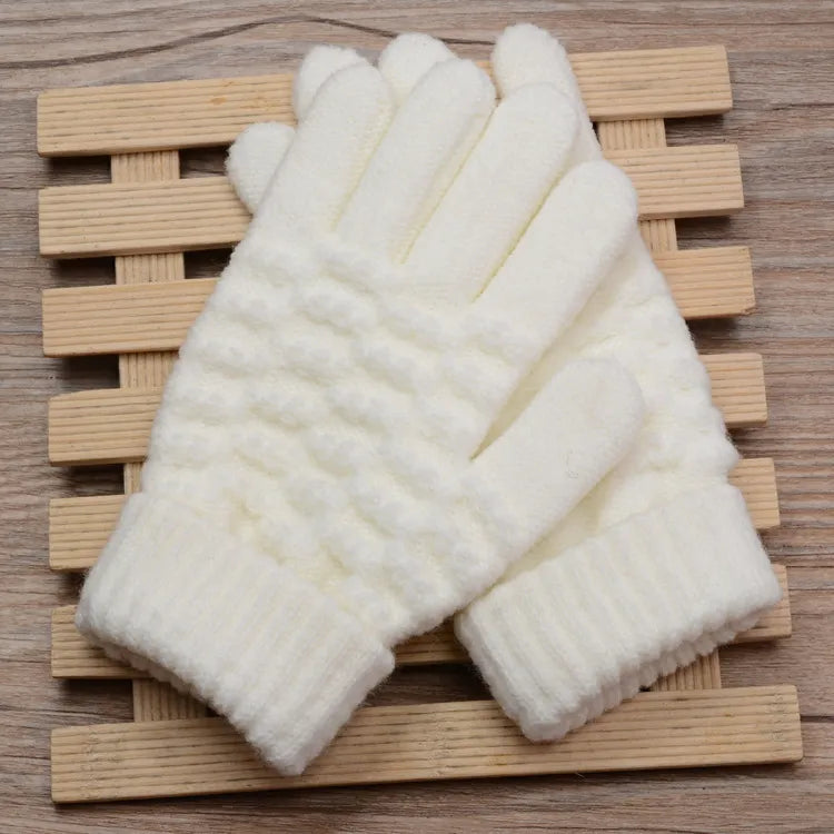 Stretchy Womens Knit Gloves - Stretch-Fitted, Wool Blend - Tophatter Daily Deals