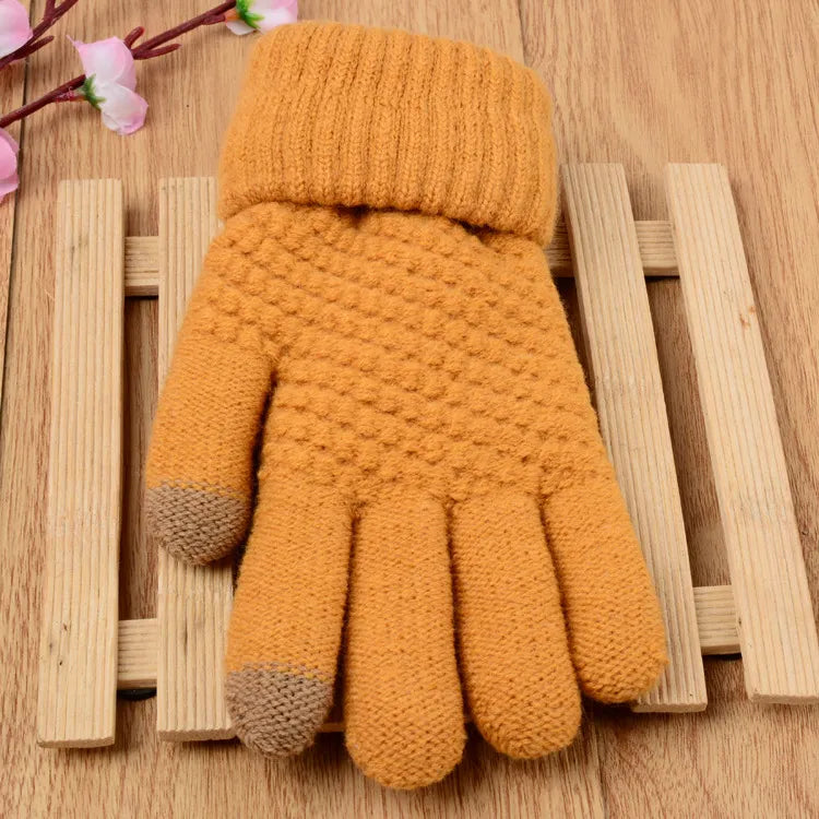 Stretchy Womens Knit Gloves - Stretch-Fitted, Wool Blend - Tophatter Daily Deals