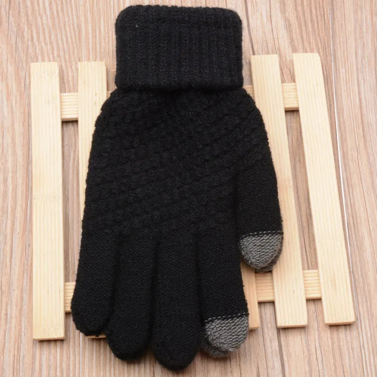 Stretchy Womens Knit Gloves - Stretch-Fitted, Wool Blend - Tophatter Daily Deals