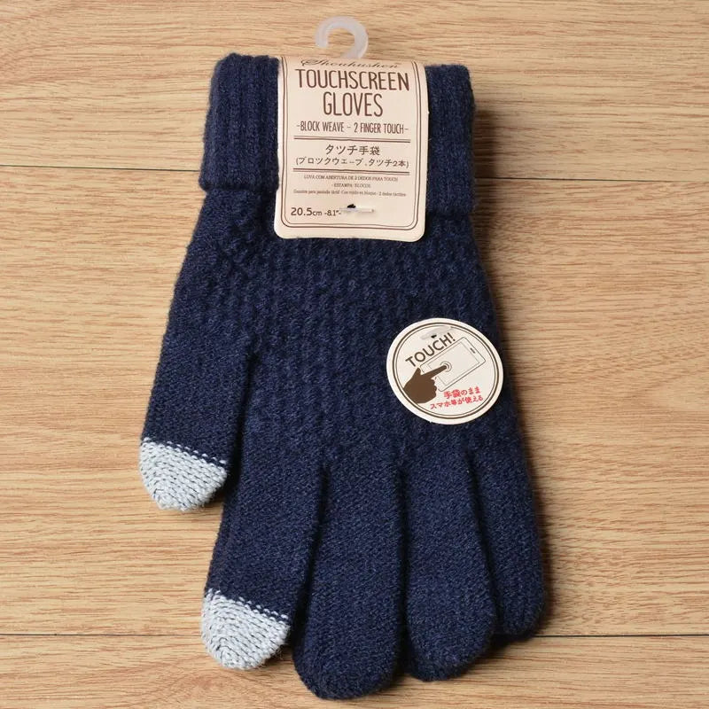 Stretchy Womens Knit Gloves - Stretch-Fitted, Wool Blend - Tophatter Daily Deals