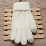 Stretchy Womens Knit Gloves - Stretch-Fitted, Wool Blend - Tophatter Daily Deals