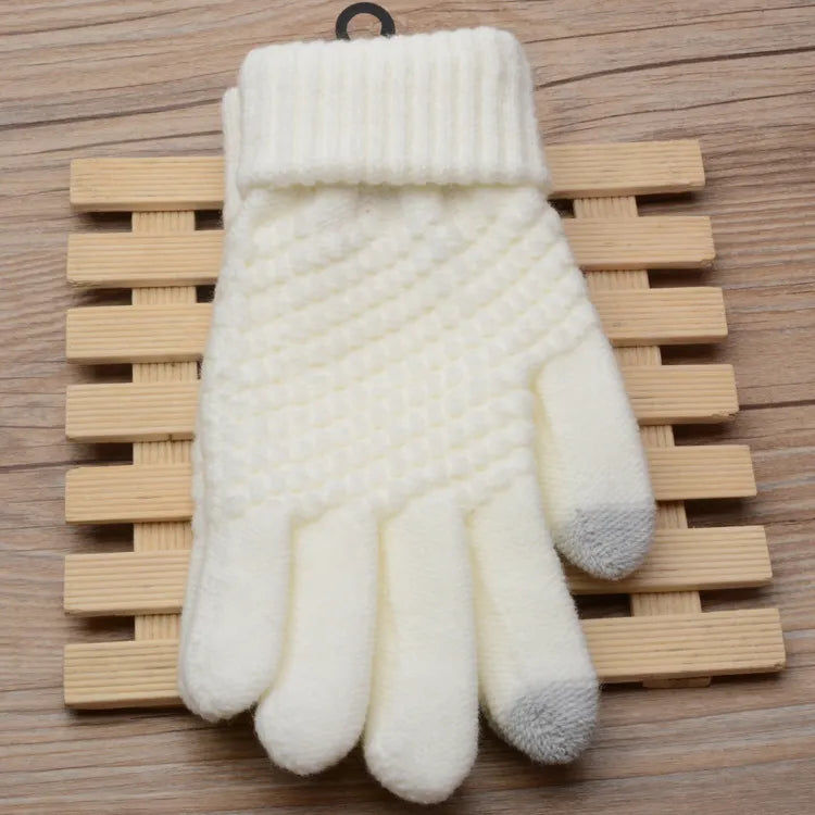 Stretchy Womens Knit Gloves - Stretch-Fitted, Wool Blend - Tophatter Daily Deals