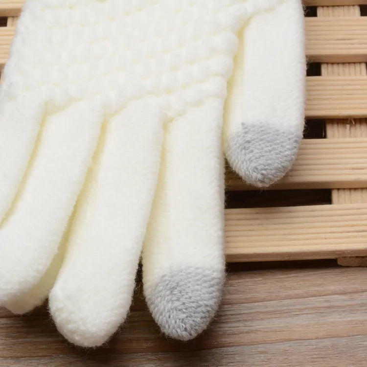 Stretchy Womens Knit Gloves - Stretch-Fitted, Wool Blend - Tophatter Daily Deals