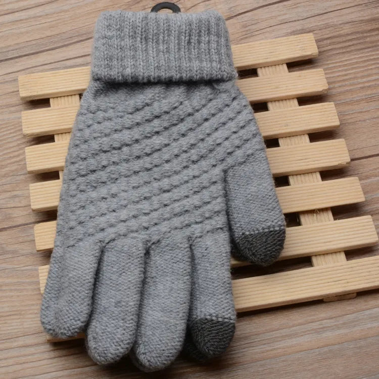 Stretchy Womens Knit Gloves - Stretch-Fitted, Wool Blend - Tophatter Daily Deals