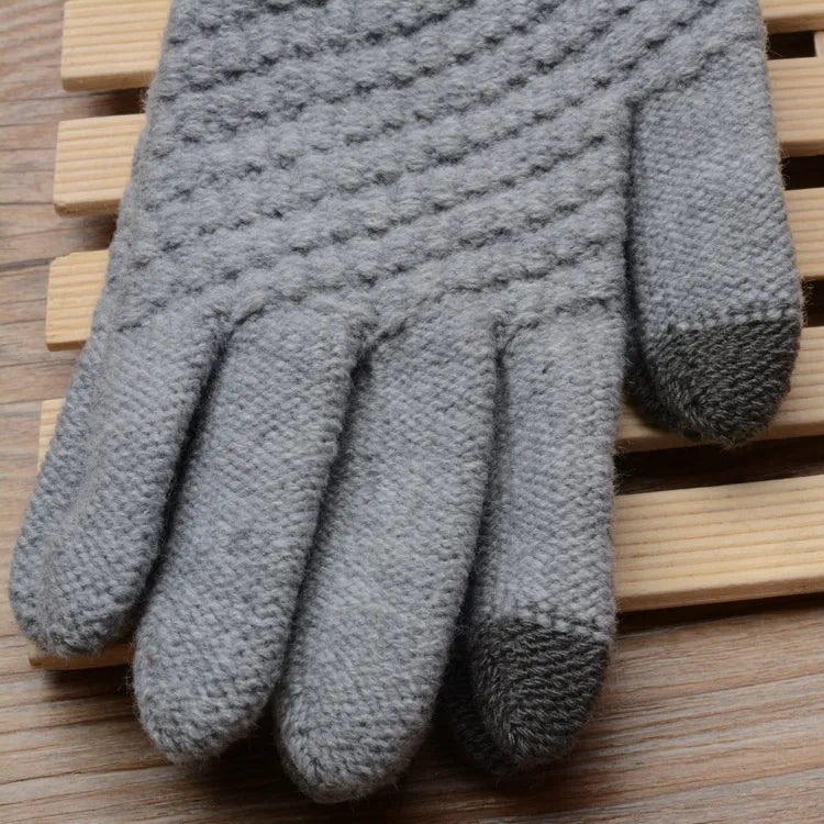 Stretchy Womens Knit Gloves - Stretch-Fitted, Wool Blend - Tophatter Daily Deals