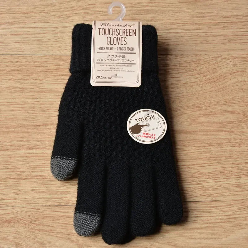 Stretchy Womens Knit Gloves - Stretch-Fitted, Wool Blend - Tophatter Daily Deals