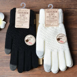 Stretchy Womens Knit Gloves - Stretch-Fitted, Wool Blend - Tophatter Daily Deals