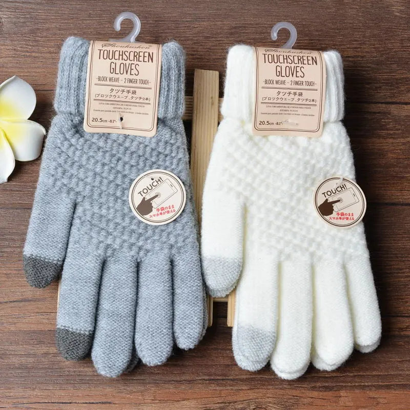 Stretchy Womens Knit Gloves - Stretch-Fitted, Wool Blend - Tophatter Daily Deals