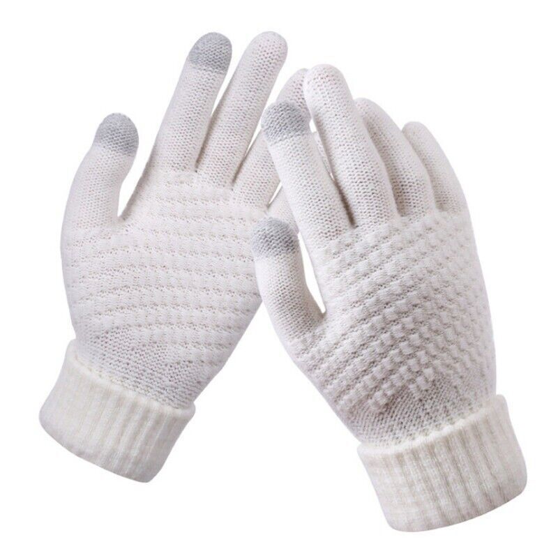 Stretchy Womens Knit Gloves - Stretch-Fitted, Wool Blend Wit - Tophatter Daily Deals