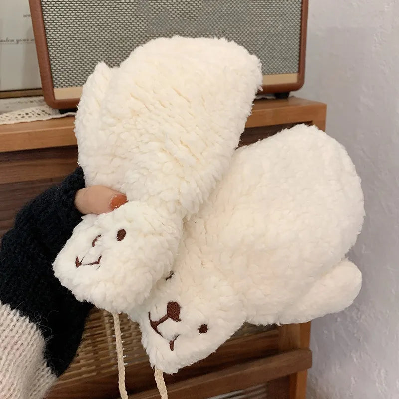 Warm Women’s Teddy Mittens - Chunky Sherpa Plush, Winter Wit A - Tophatter Daily Deals