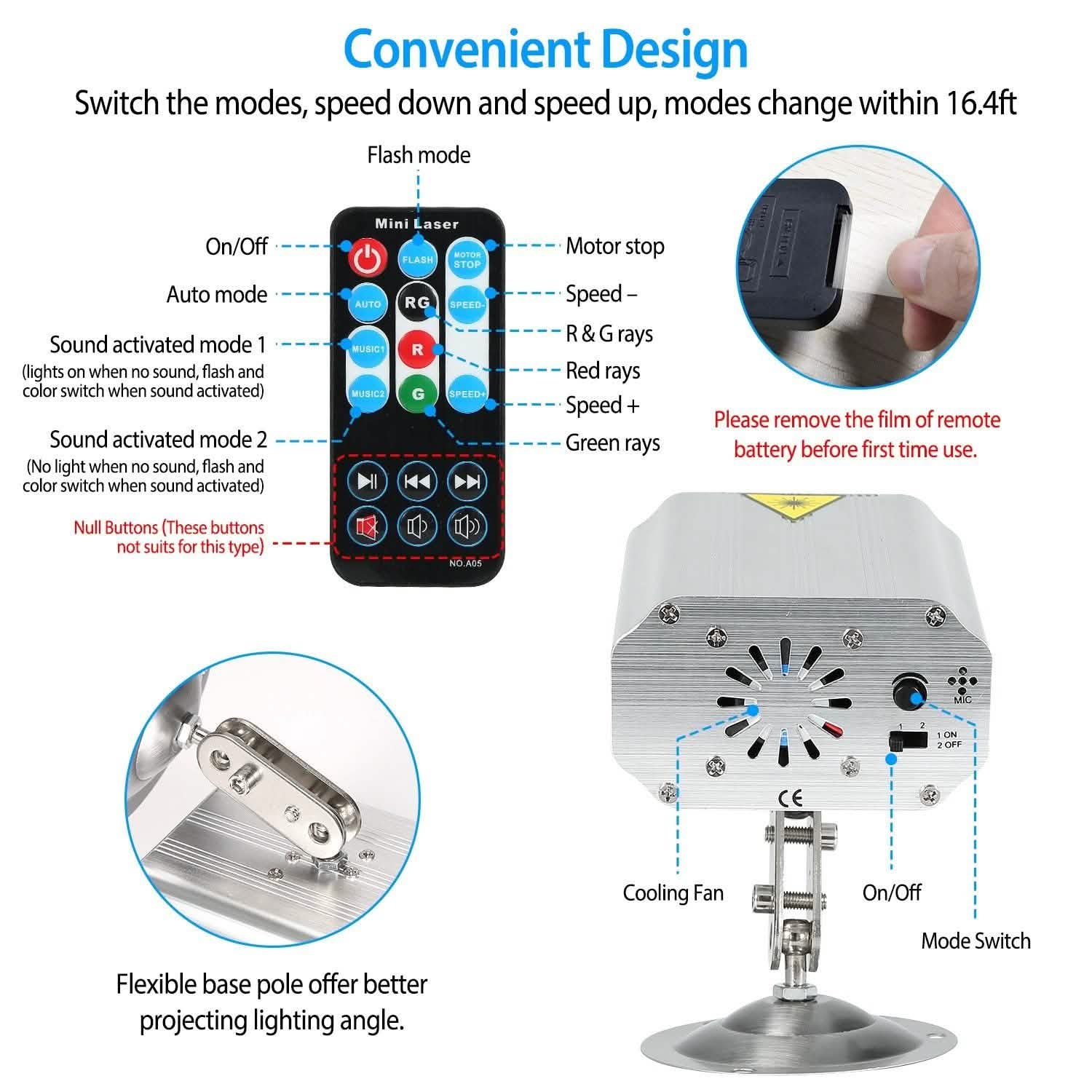 Sound Activated LED Projected Laser Patterns Indoor Lighting - Tophatter Daily Deals