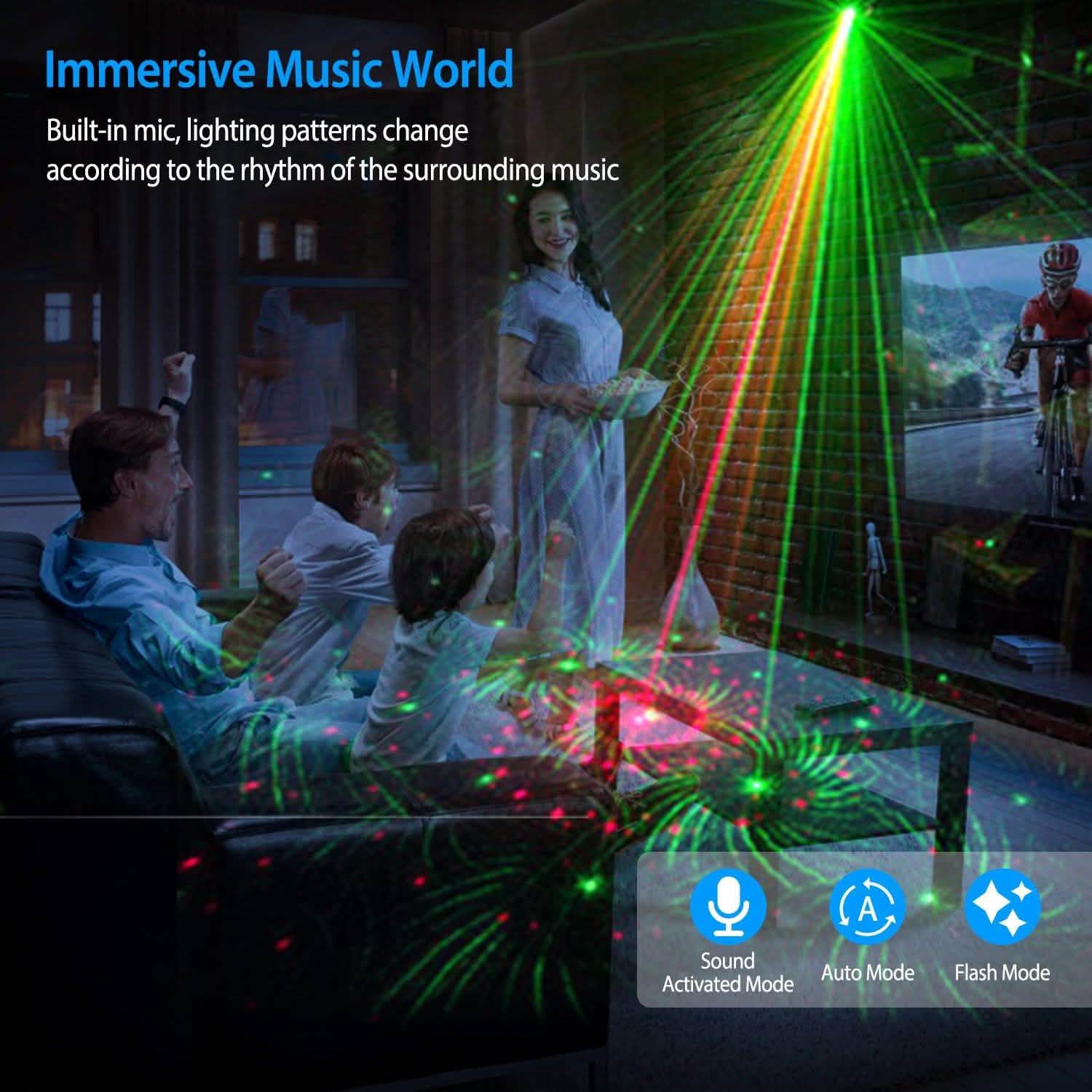 Sound Activated LED Projected Laser Patterns Indoor Lighting - Tophatter Daily Deals