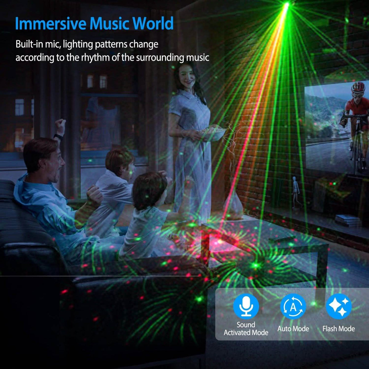 Sound Activated LED Projected Laser Patterns Indoor Lighting - Tophatter Daily Deals