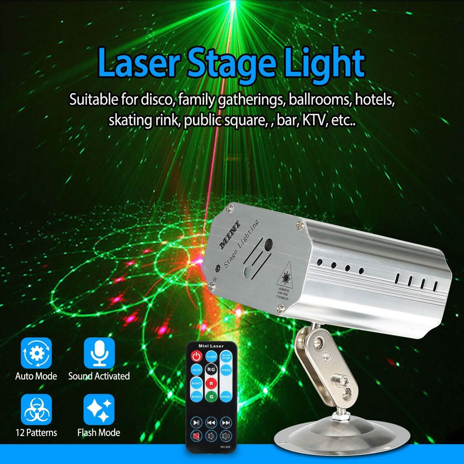 Sound Activated LED Projected Laser Patterns Indoor Lighting - Tophatter Daily Deals
